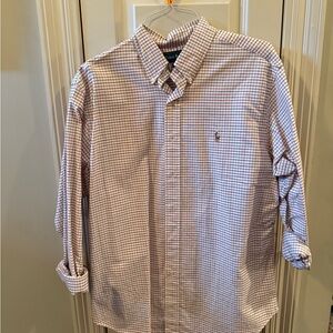 Ralph Lauren Men's Red and White Checkered Shirt